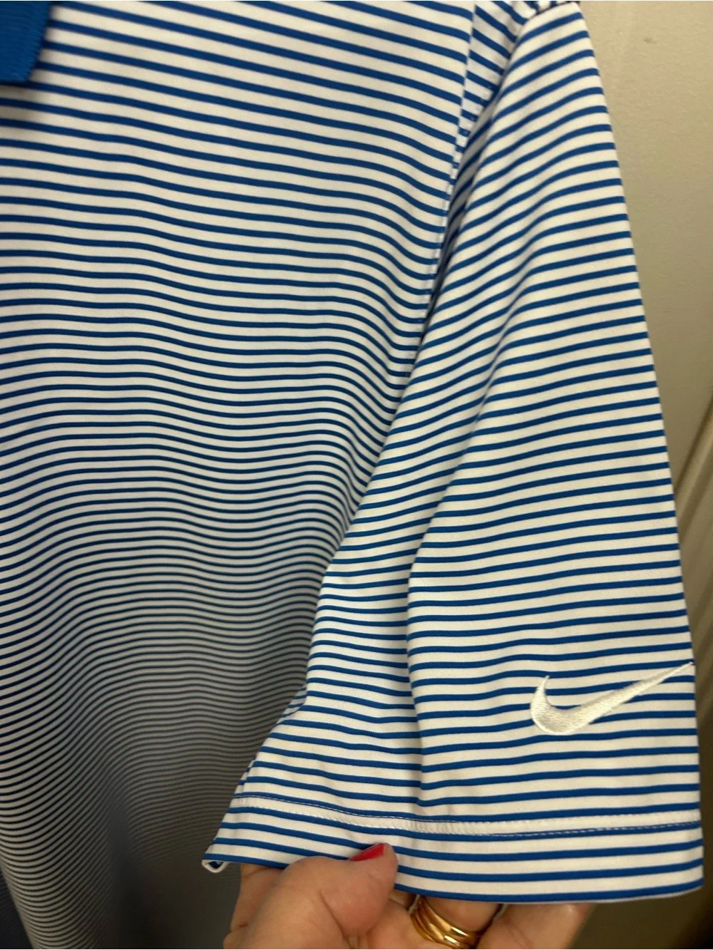 Nike Dri-Fit Royal Blue Striped Polo Shirt - Classic Casual